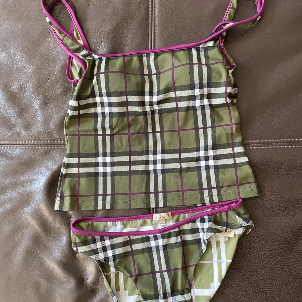 Burberry Green Nova Check Tankini size M